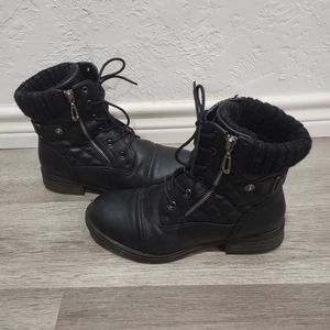 Black Sweater Combat Boots